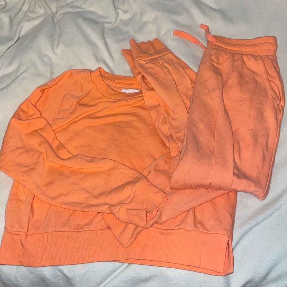 Peach Long Sleeve Sweatshirt and Sweatpants set